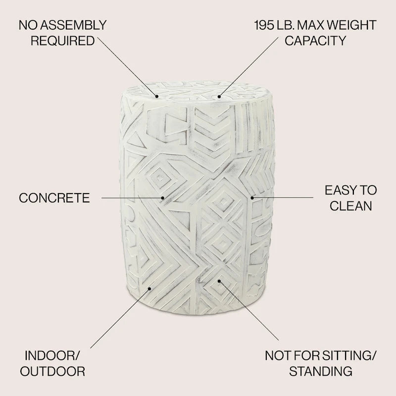 Tabouret de jardin cylindrique géométrique bohème transitionnel Yoli 17,75, par JONATHAN Y