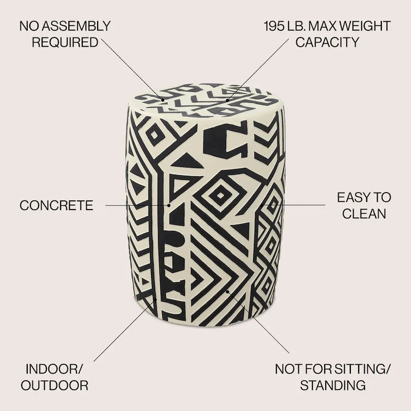 Tabouret de jardin cylindrique géométrique bohème transitionnel Yoli 17,75, par JONATHAN Y