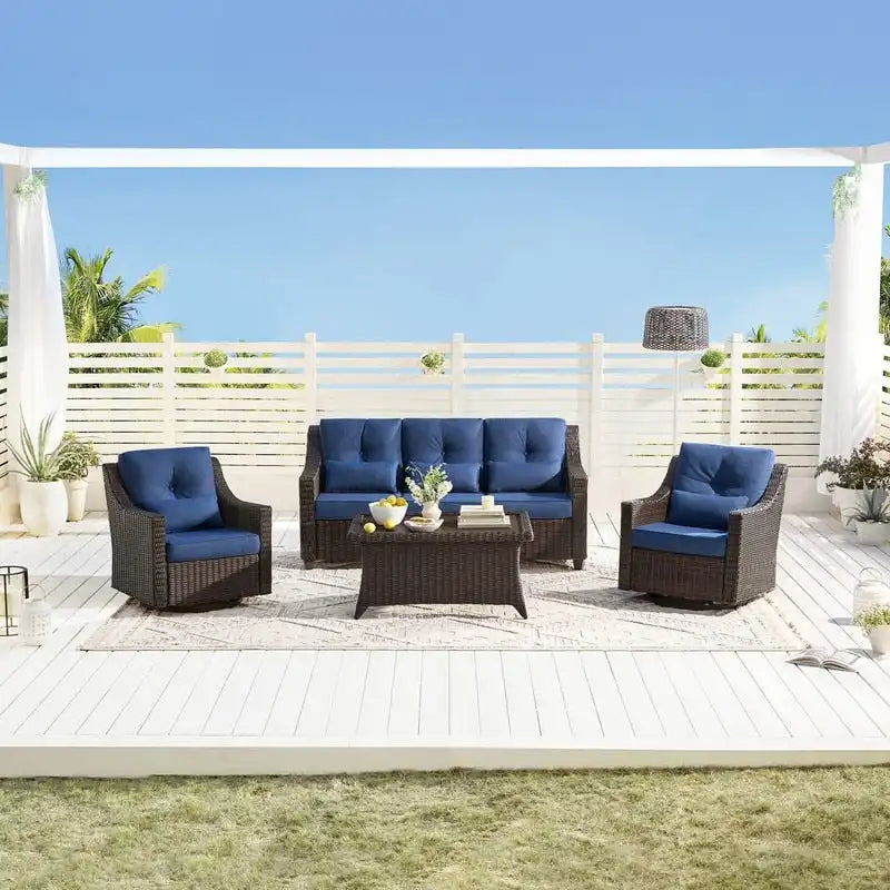 Ensembles de canapés de conversation Murphy 4 pièces en résine tressée pour patio extérieur