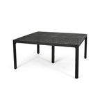 Riley Outdoor Dining Table, Square 61 Inch Matte Black Metal Lattice