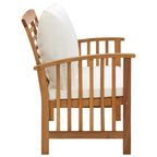 Banc d'extérieur Mia, coussins gris, bois massif brun, 119 cm