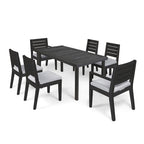 Ensemble de mobilier de jardin en bois d'acacia, ensemble de salle à manger extensible 7 pièces avec coussin imperméable et table rectangulaire