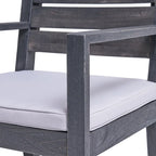 Ensemble de mobilier de jardin en bois d'acacia, ensemble de salle à manger extensible 7 pièces avec coussin imperméable et table rectangulaire