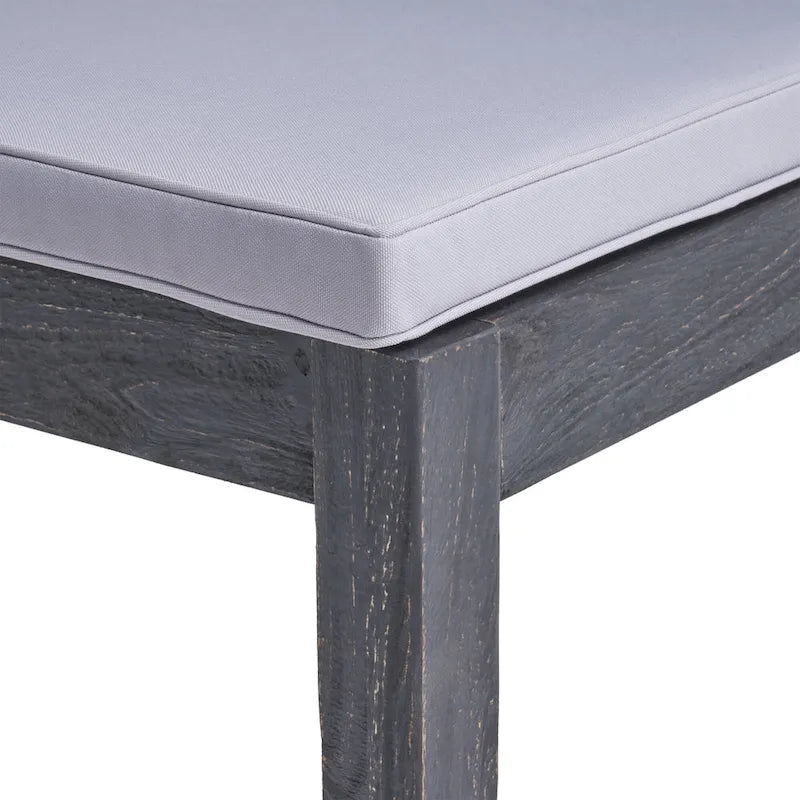 Ensemble de mobilier de jardin en bois d'acacia, ensemble de salle à manger extensible 7 pièces avec coussin imperméable et table rectangulaire