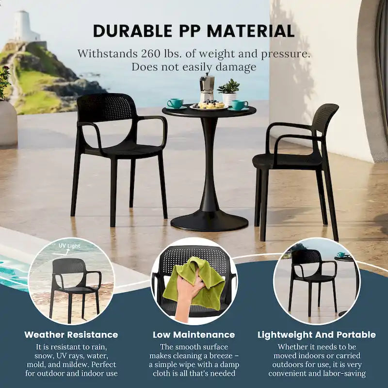 Fauteuil de salle à manger d'extérieur empilable Frond and Form (lot de 2)