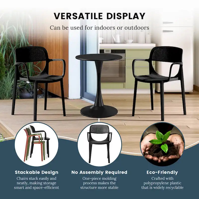 Fauteuil de salle à manger d'extérieur empilable Frond and Form (lot de 2)