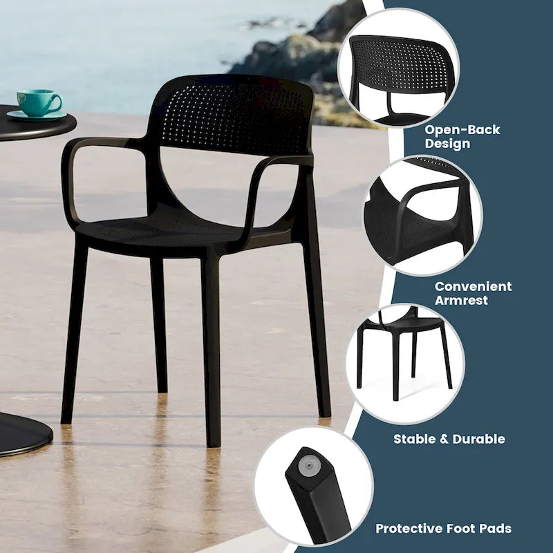 Fauteuil de salle à manger d'extérieur empilable Frond and Form (lot de 2)