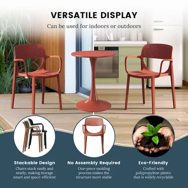 Fauteuil de salle à manger d'extérieur empilable Frond and Form (lot de 2)