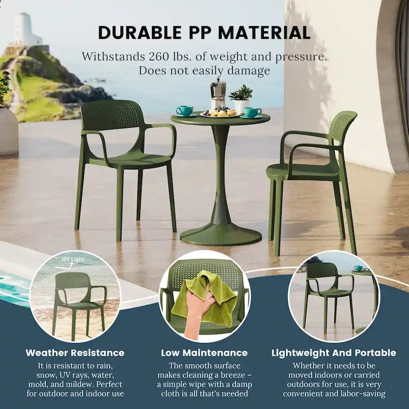 Fauteuil de salle à manger d'extérieur empilable Frond and Form (lot de 2)