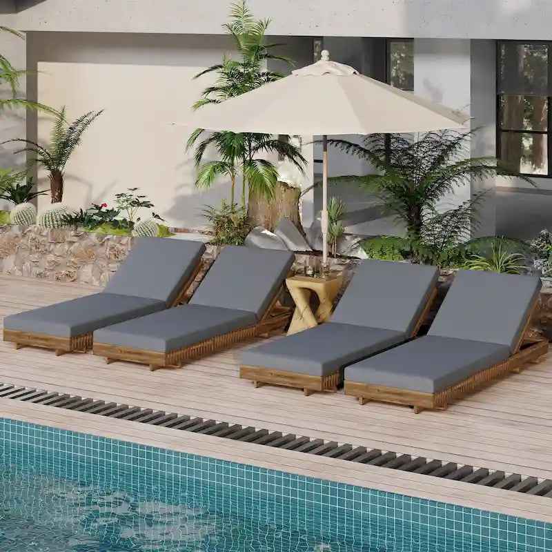 Christopher Knight Home - Ensemble de chaises longues d'extérieur Samuel en bois d'acacia