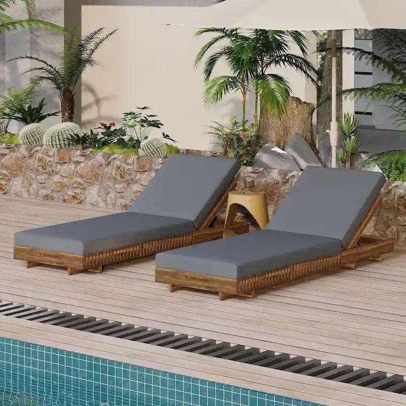 Christopher Knight Home - Ensemble de chaises longues d'extérieur Samuel en bois d'acacia