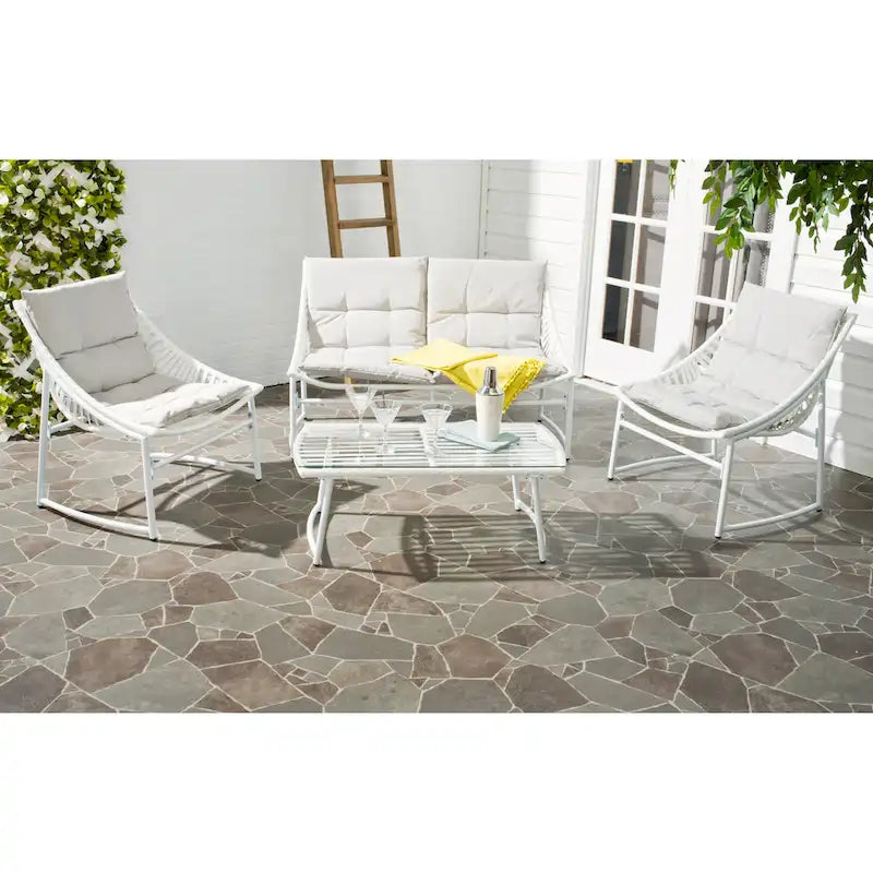 SAFAVIEH Outdoor Hildrun Rattan 4-Piece Set - 28W x 30D x 50H