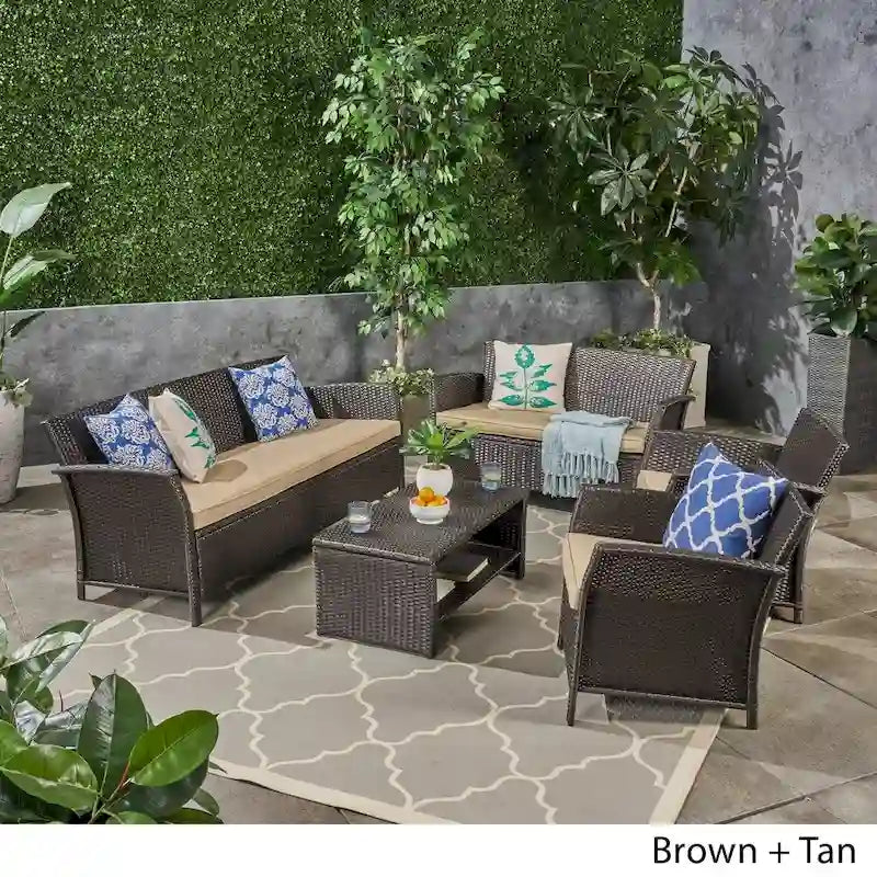 Ensemble de conversation en osier 7 places pour l'extérieur Sainte-Lucie par Christopher Knight Home