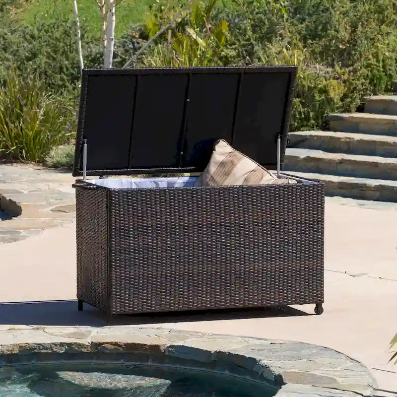 Outdoor Small Brown Wicker Cushion Box by Christopher Knight Home - 52.75 L x 26.00 W x 30.25 H