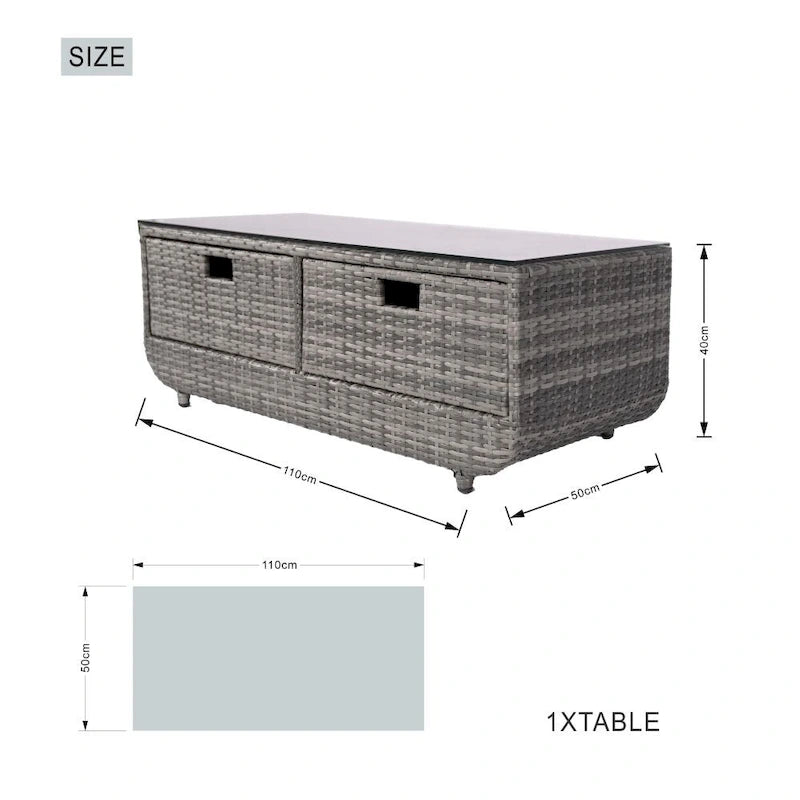Canapé d'angle de patio 5 pièces avec table d'appoint de rangement
