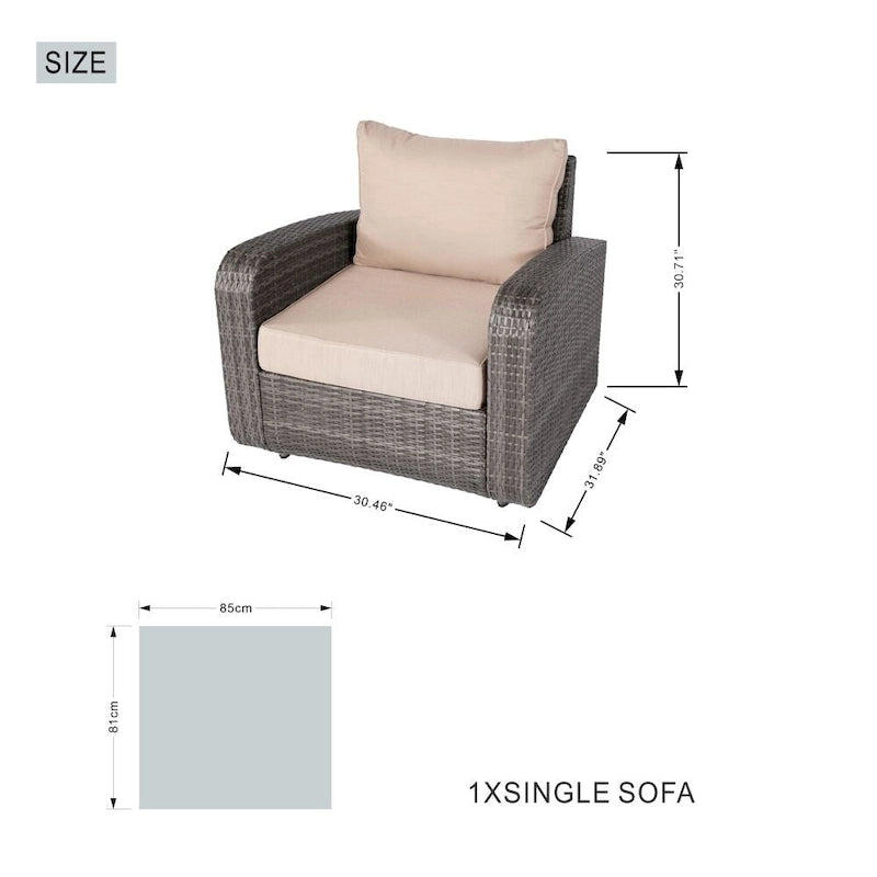 Canapé d'angle de patio 5 pièces avec table d'appoint de rangement