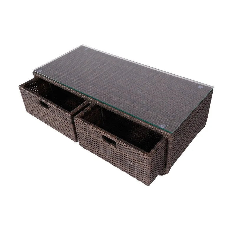 Canapé d'angle de patio 5 pièces avec table d'appoint de rangement