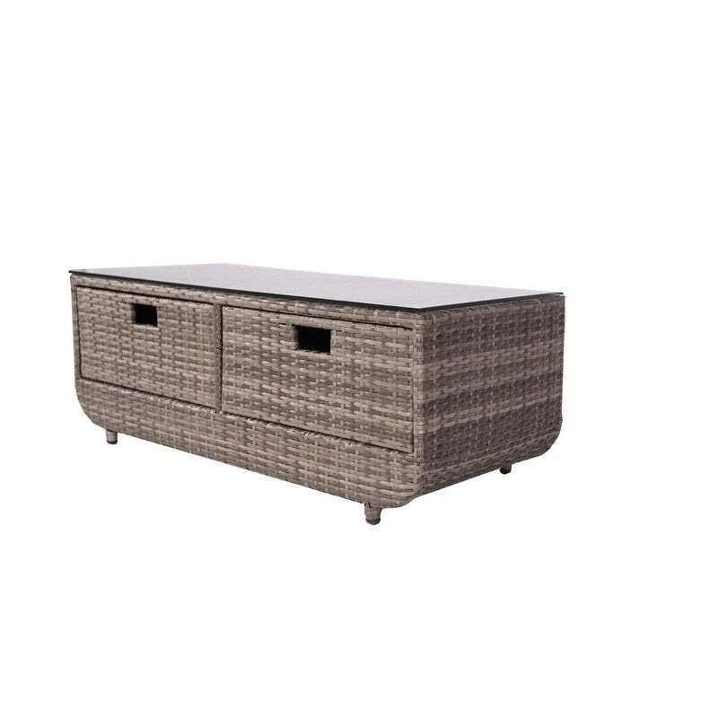 Canapé d'angle de patio 5 pièces avec table d'appoint de rangement