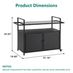 Chariot de bar d'extérieur portable en osier avec roulettes et armoire de rangement