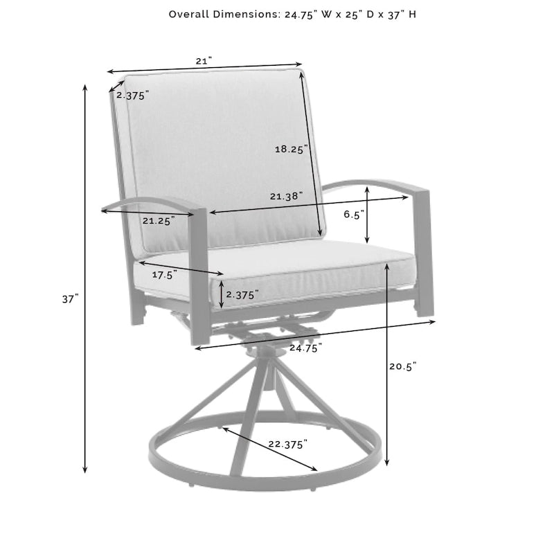 Ensemble de salle à manger d'extérieur Crosley Kaplan 7 pièces - 122 cm (L) x 99 cm (P) x 37 cm (H)