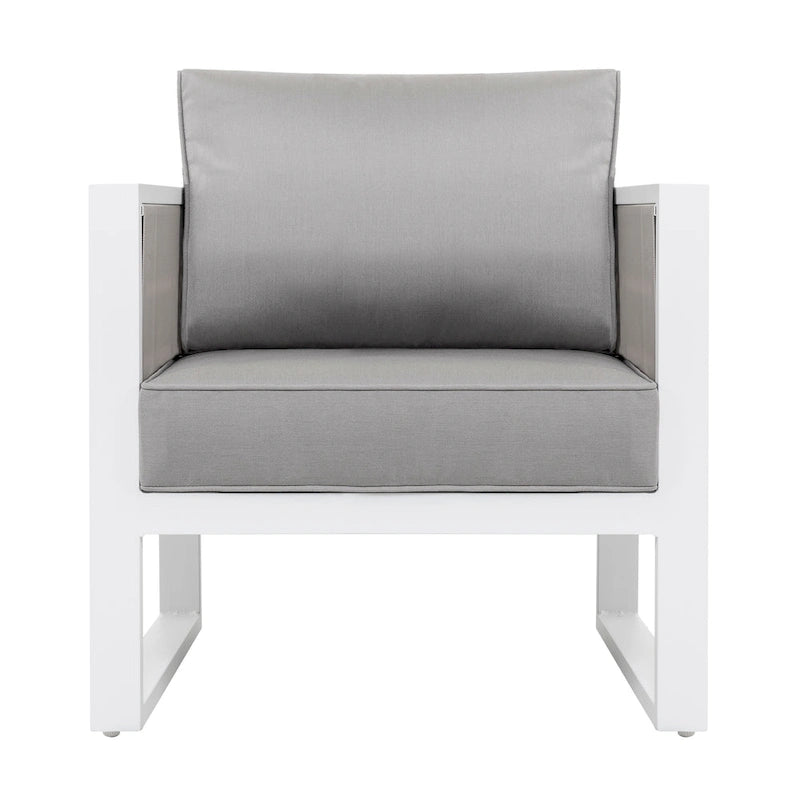 Fauteuil d'extérieur avec coussin et oreiller, entièrement en aluminium, imitation bois