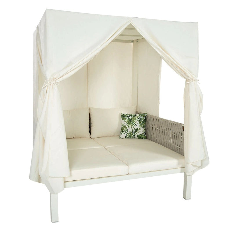 Bain de soleil d'extérieur avec rideaux, adapté à de multiples usages