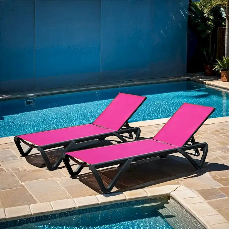 Chaises longues de patio avec dossier réglable et roulettes (lot de 2) - Non disponible