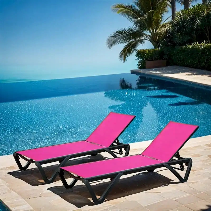 Chaises longues de patio avec dossier réglable et roulettes (lot de 2) - Non disponible