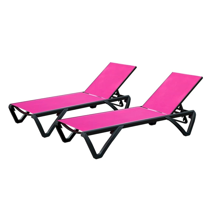 Chaises longues de patio avec dossier réglable et roulettes (lot de 2) - Non disponible