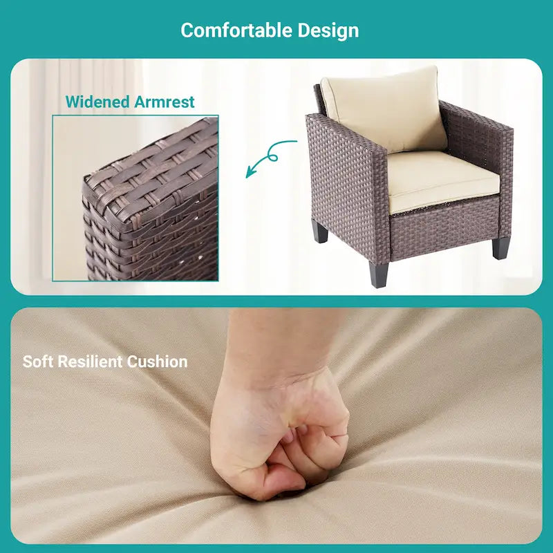 Ensemble de canapé de patio BONOSUKI 6 pièces en rotin PE marron