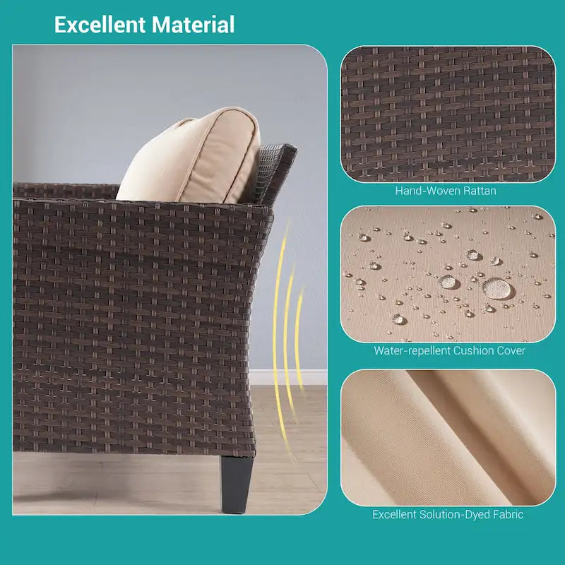 Ensemble de canapé de patio BONOSUKI 6 pièces en rotin PE marron