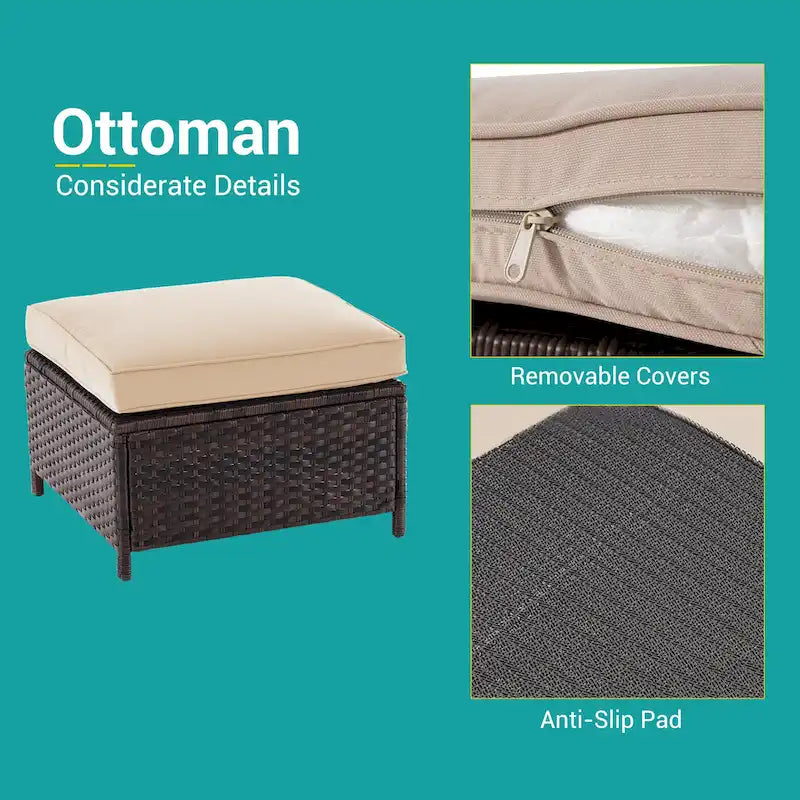 Ensemble de canapé de patio BONOSUKI 6 pièces en rotin PE marron