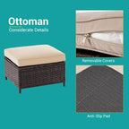 Ensemble de canapé de patio BONOSUKI 6 pièces en rotin PE marron