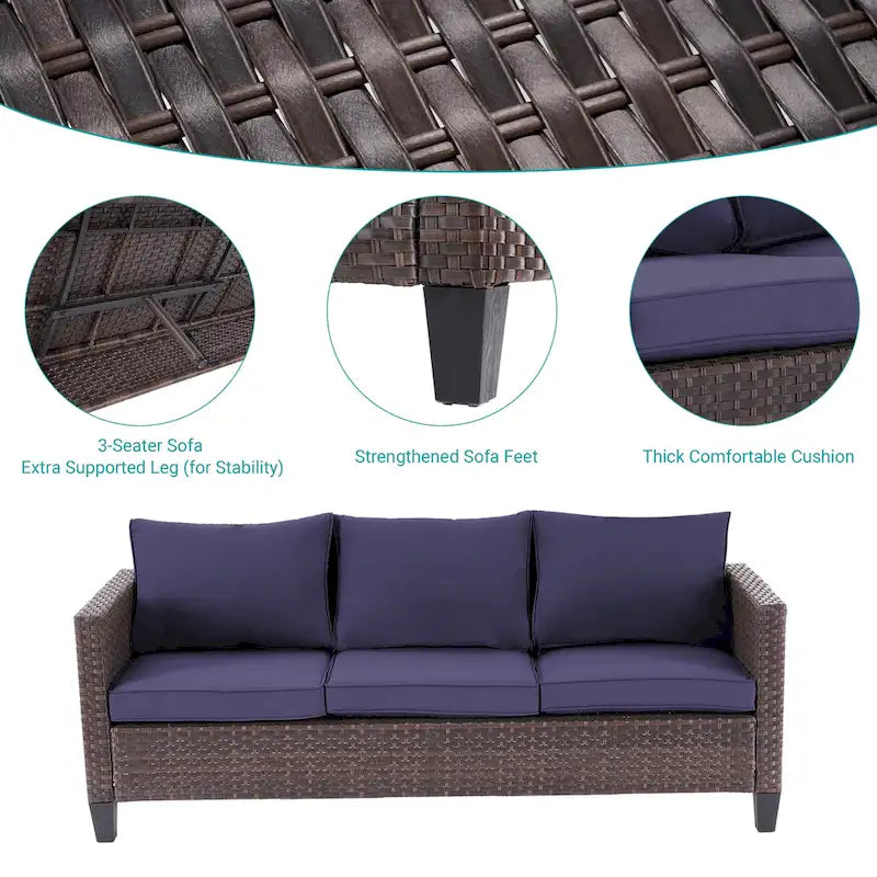 Ensemble de canapé de patio BONOSUKI 6 pièces en rotin PE marron