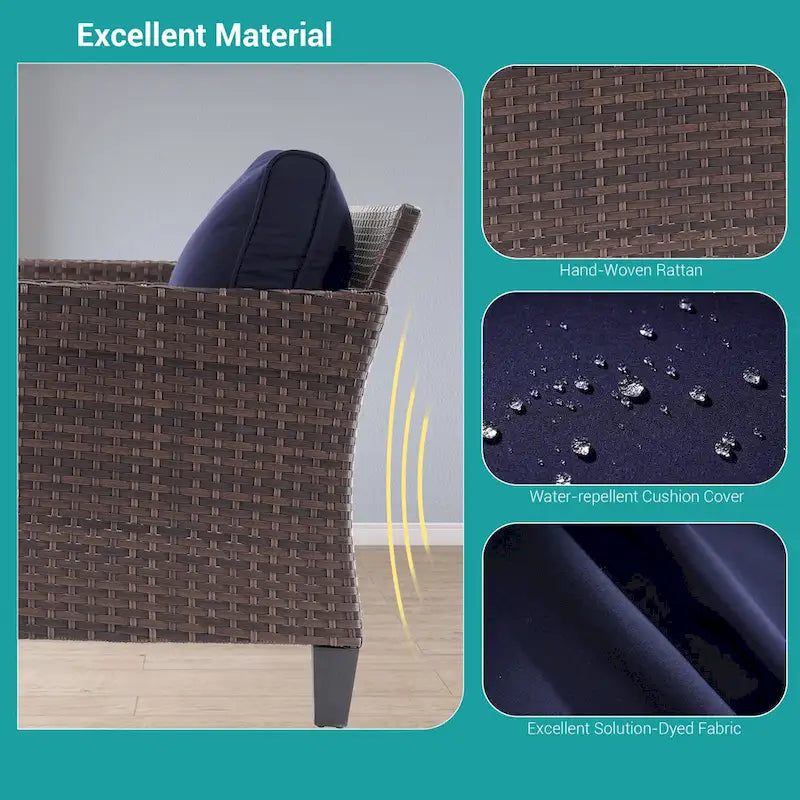 Ensemble de canapé de patio BONOSUKI 6 pièces en rotin PE marron