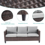 Ensemble de canapé de patio BONOSUKI 6 pièces en rotin PE marron