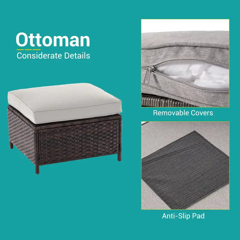 Ensemble de canapé de patio BONOSUKI 6 pièces en rotin PE marron