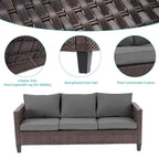 Ensemble de canapé de patio BONOSUKI 6 pièces en rotin PE marron