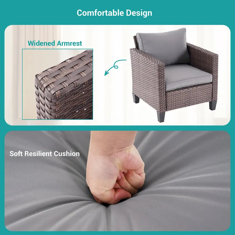 Ensemble de canapé de patio BONOSUKI 6 pièces en rotin PE marron