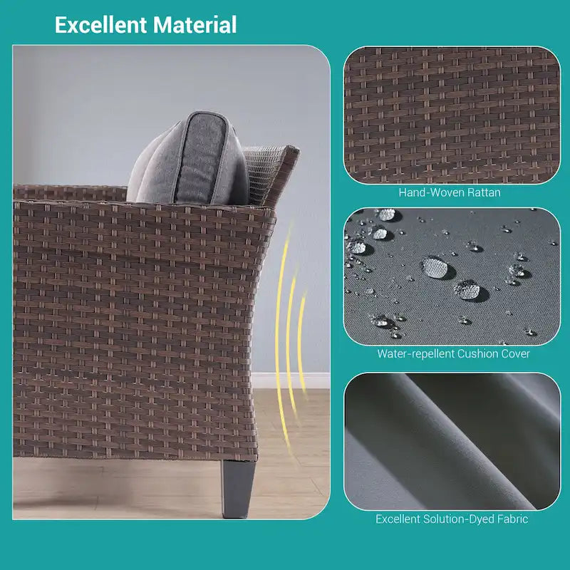 Ensemble de canapé de patio BONOSUKI 6 pièces en rotin PE marron