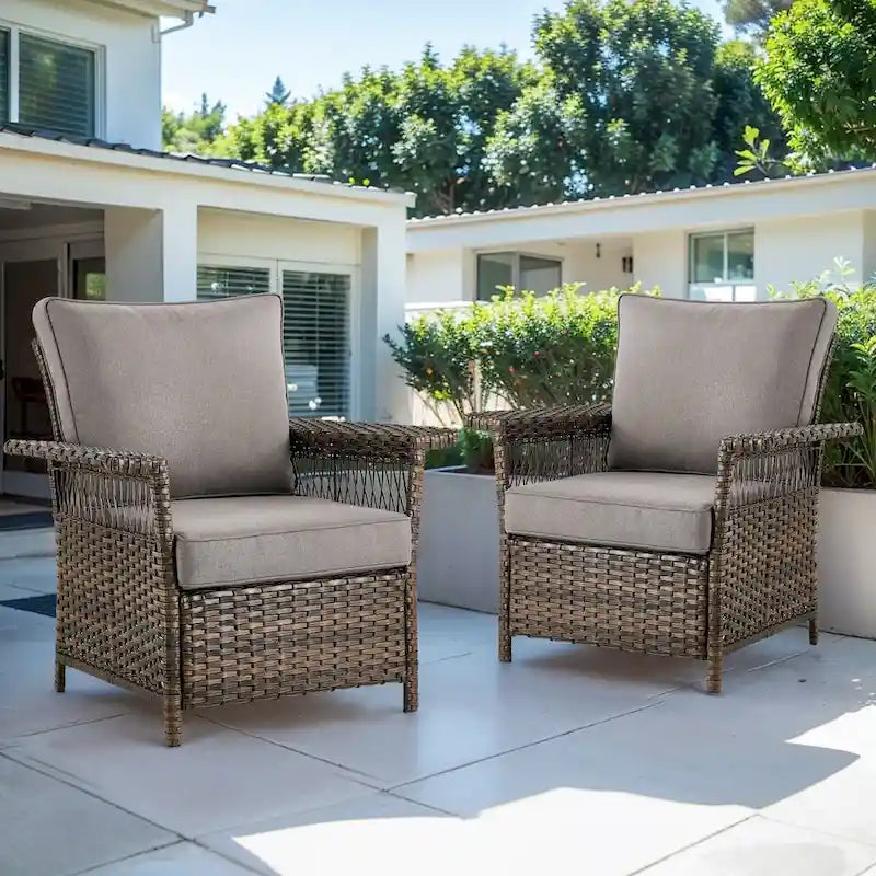 Gymojoy Outdoor Swivel Glider Chair Set of 2 - Brown