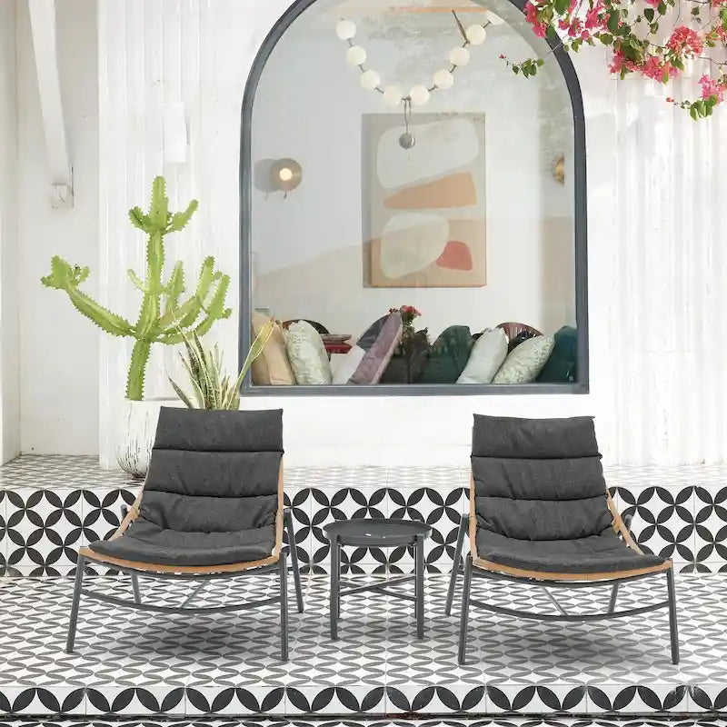 Ensemble de conversation moderne 3 pièces pour patio Manhattan Comfort Sunset