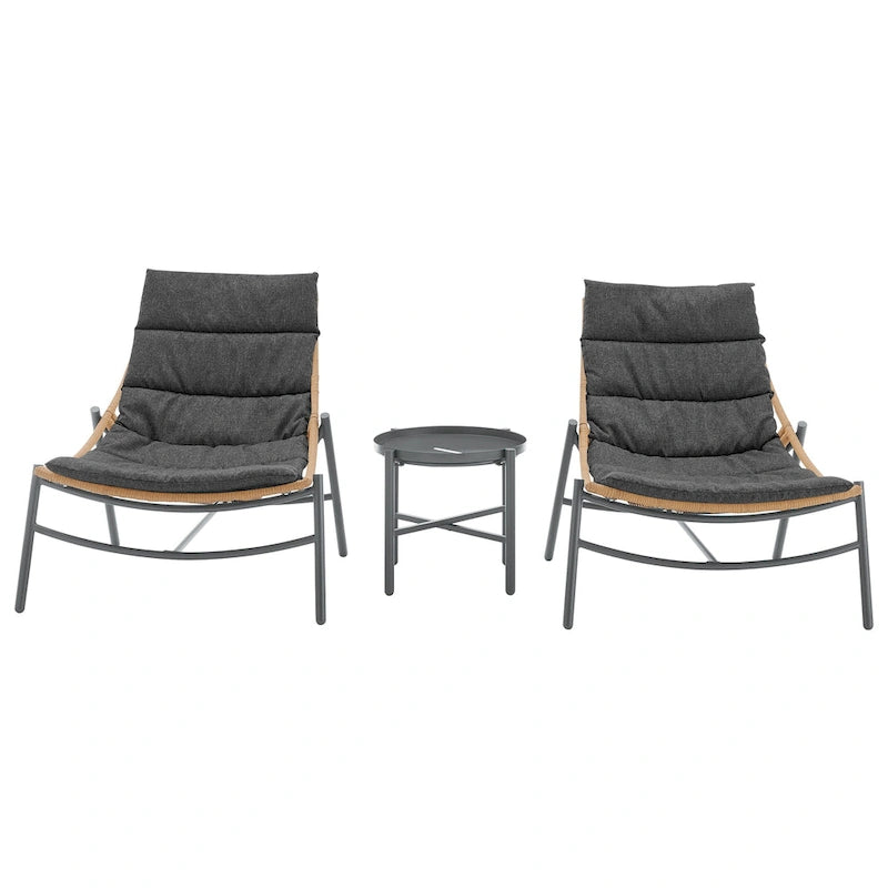 Ensemble de conversation moderne 3 pièces pour patio Manhattan Comfort Sunset