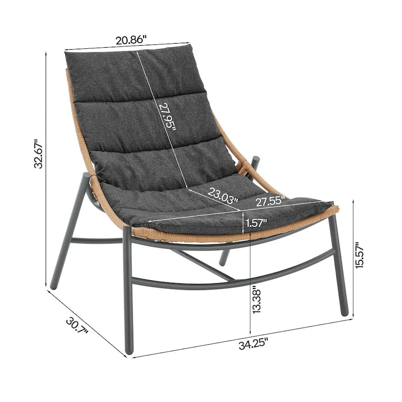 Ensemble de conversation moderne 3 pièces pour patio Manhattan Comfort Sunset