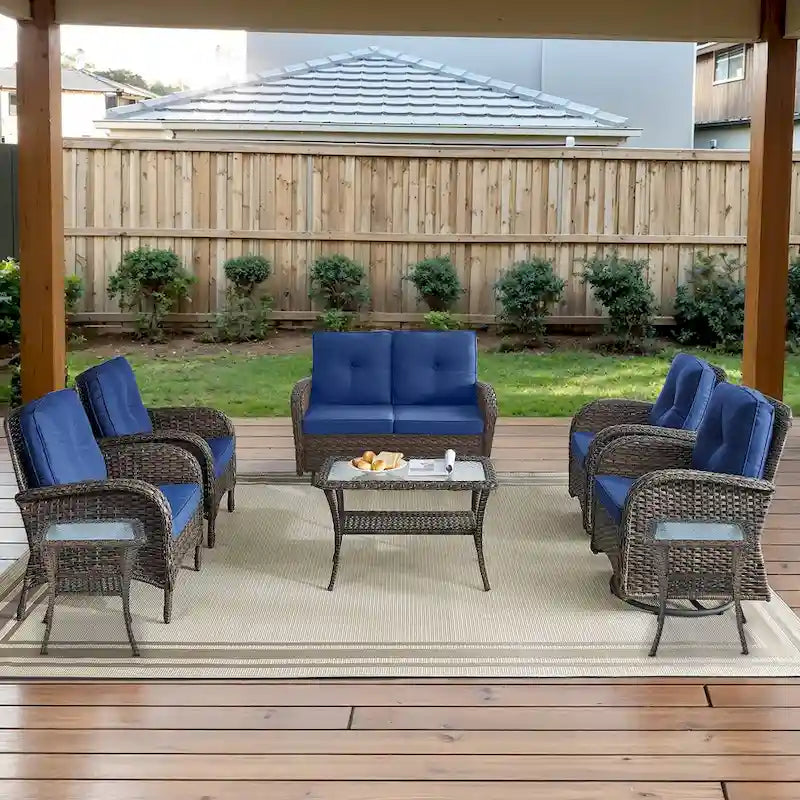 Outdoor Loveseat Glider with Rocking Chair, Patio Chair set - Brown