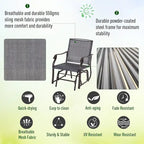 Fauteuil berçant d'extérieur 3 pièces avec table basse et toile respirante