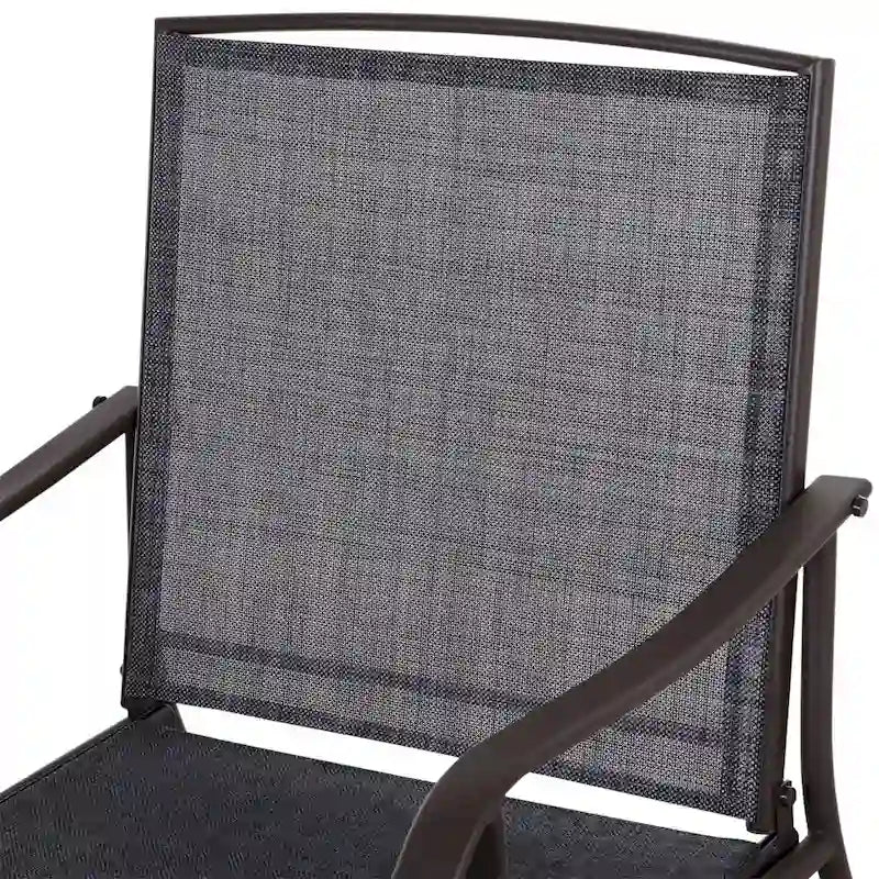Fauteuil berçant d'extérieur 3 pièces avec table basse et toile respirante