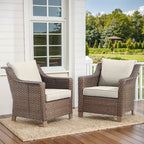 2 Pieces Patio Chairs Set - Brown