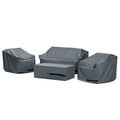 Portofino Comfort 4 Piece Polyester Outdoor Patio Loveseat Group Deluxe Furniture Covers - Grey