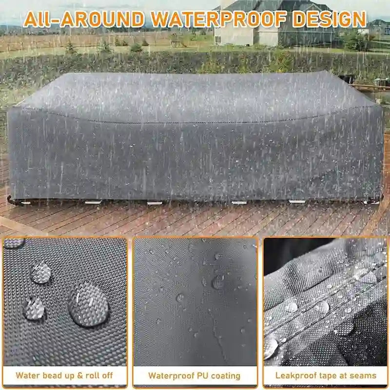 Housse de protection robuste pour mobilier de jardin, imperméable, pour ensemble table et chaises rectangulaires d'extérieur